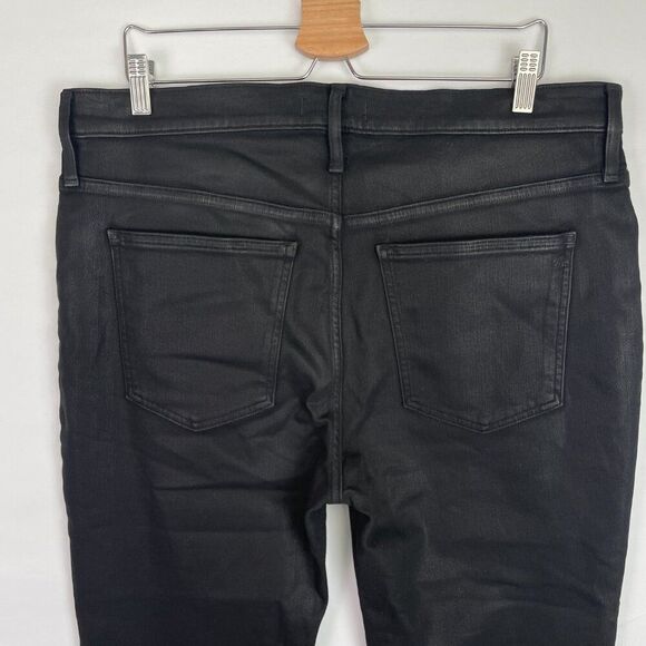 Madewell Mid Rise Kick Out Flare Crop Jeans in True Black Wash Coated Edition 33 - Picture 5 of 8